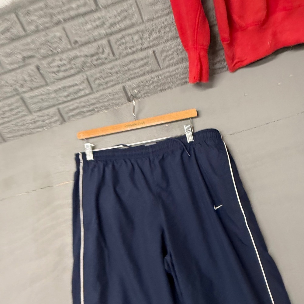 Nike Mens Track Pants Navy Blue White Piping Mesh Lined Zipper Cuffs Large